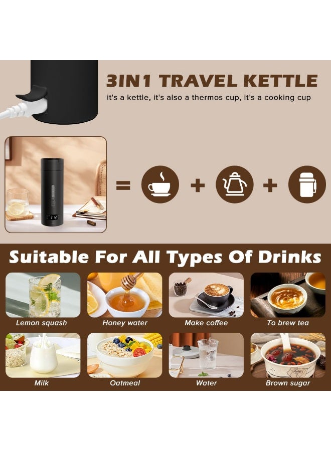 Arabest Portable Electric Kettle for Travel, 500ML Water Boiler Tea Kettle with 4 Variable Presets, 316 Stainless Steel, Auto Shut Off & Boil Dry Protection, for Coffee Milk Tea - Image 2